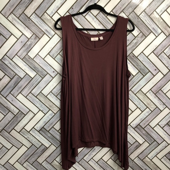 LOGO Layers Burgundy Basic Tunic Tank Top